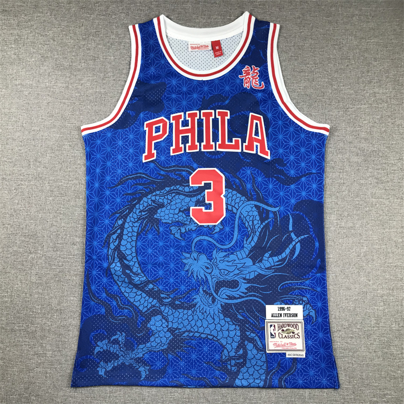 Áo bóng rổ Philadelphia 76ers số 3 Iverson thêu