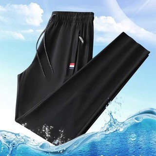 2024 Ice Silk Thân Thiện Với Da Thoáng Khí Thoáng Khí Quần Nam Mùa Hè Hợp Thời Trang Phong Cách Mới Quần Màu Trơn Quần Thể Thao Đơn Giản