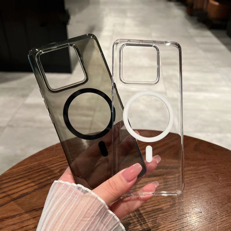 Dành Cho XiaoMi 14 13 Ultra Pro Ốp Lưng Ice Trong Suốt Siêu Mỏng PC Cứng Sạc Không Dây Vỏ Từ Tính Vỏ Chống Sốc