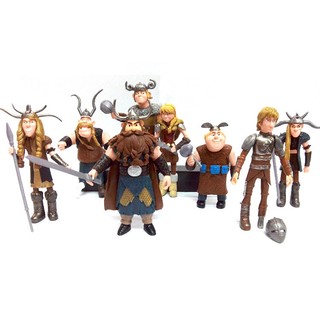 8 cái / bộ anime how to train your dragon 2 hiccup ruffnut stoick snotlot primitive man barbarian q version pvc nhân vật hành động mô hình đồ chơi búp bê