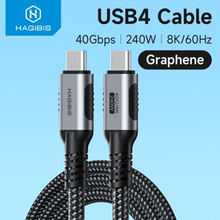 Cáp Hagibis USB4, Cáp sạc nhanh USB C sang USB C 240W bện Graphene với dây Video Thunderbolt 4 / 3 8K @ 60Hz 40Gbps cho iPhone 16 / 15 Pro iPad
