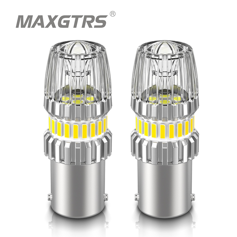 Maxgtrs 2xS25 1156 BA15S P21W Bóng Đèn LED T20 7440 W21W 4014 3030 Chip Máy Chiếu Ống Kính Cho Phanh Ngược Đuôi Bật Đèn Tín Hiệu Canbus