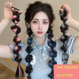  Tóc Giả Bím Tóc Giả Nóng Cô Gái Xoắn Bím Tự Nhiên Mô Phỏng Dễ Thương Đuôi Ngựa Tóc Giả Dây Đeo Cho Nữ Cô Gái Đèn Lồng Quyền Anh Bím Tóc Thời Trang Phụ Kiện 