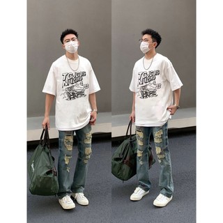 Pear DODO thương hiệu địa phương retro đường phố in họa tiết áo thun nam cổ tròn tay ngắn 100% cotton 240407