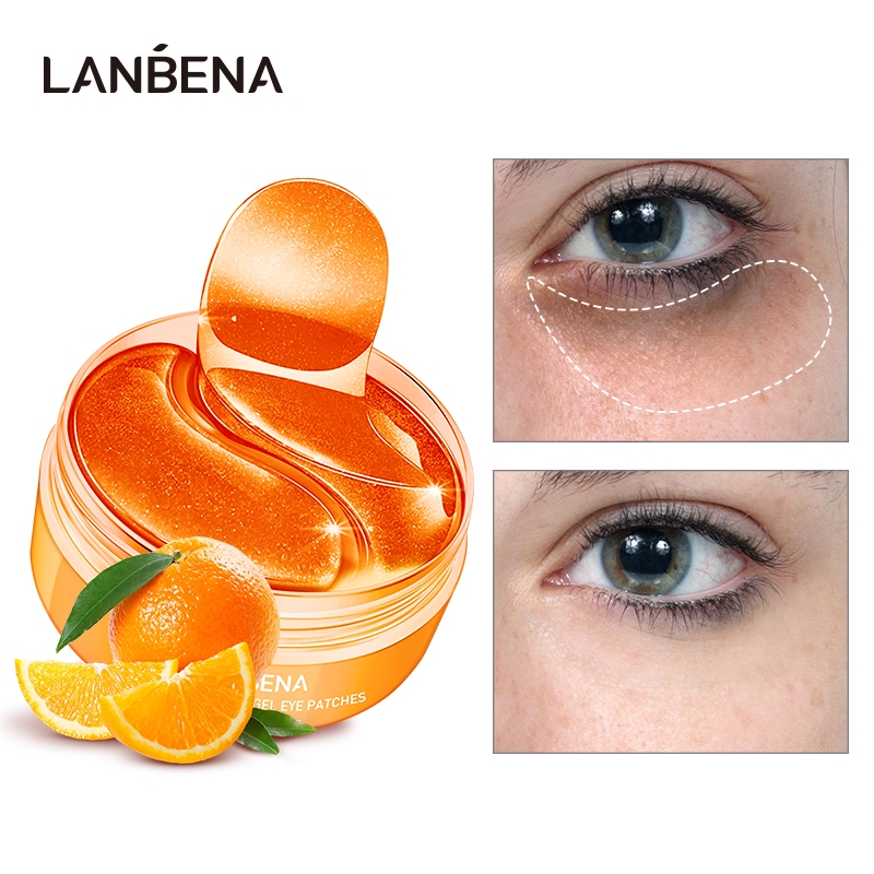 Hộp 60 mặt nạ mắt Lanbena hydra gel vitamin C và collagen dưỡng ẩm làm sáng quầng thâm và ngăn ngừa nếp nhăn