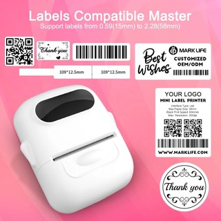 Máy in nhãn nhiệt P50 Máy in nhãn dán Mini Máy in nhãn Bluetooth không dây di động Nhãn dán nhãn dán tự làm như Marklife P50 Máy dán nhãn Nhãn DIY cho IOS Android