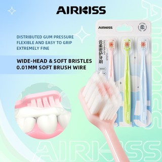  Bàn chải đánh răng AIRKISS 3 Bàn chải đánh răng chăm sóc răng miệng Mềm mại Làm sạch sâu Dễ dàng làm sạch Thoải mái Màu hồng / Xanh / Xanh dương