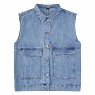 Áo khoác denim công nghiệp nặng giặt mùa hè mới hip-hop phong cách đường phố không tay bé trai hàng đầu giản dị đơn giản phù hợp với áo vest nam không tay mỏng nam nữ cùng phong cách S-XXXL
