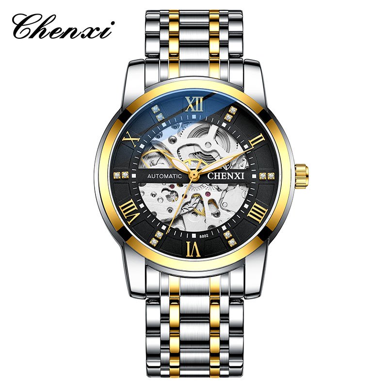 Chenxi Thương Hiệu 8802 Nam Rỗng Đồng Hồ Cơ Tự Động Da Bò Chính Hãng Chống Thấm Nước Đồng Hồ Nam Chí