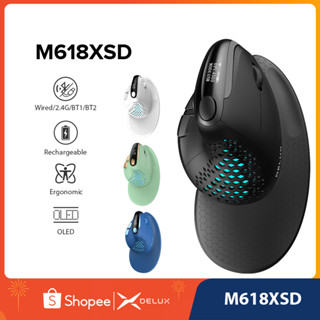 Chuột quang dạng đứng DELUX M618XSD Seeker Bluetooth với màn hình OLED 4000DPI 1000mA có thể tháo rời dành cho PC