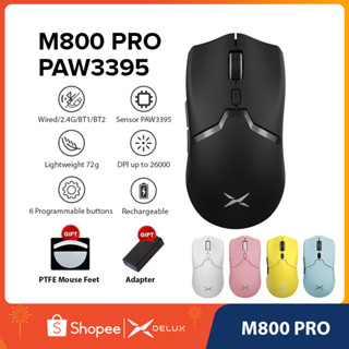 Delux M800 PRO PAW3395 26000DPI 50G ACC Chuột chơi game không dây 72g Chuột chơi game có dây nhẹ có thể lập trình cho game thủ chơi game PC