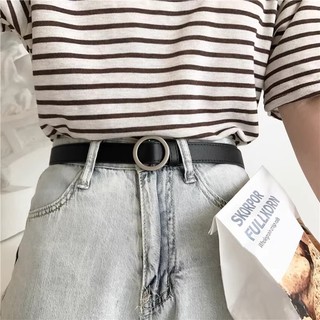 Thắt lưng nữ khóa tròn màu đen Hàn Quốc đơn giản 100cm