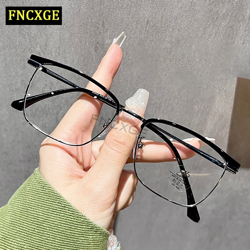 FNCXGE Myopia Glasses -100~-600 Women Men Retro Computer Half-Frame Anti Radiation Minus Eyeglasses 