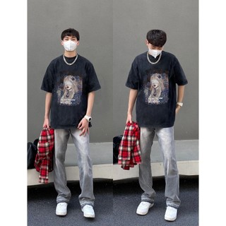 Pear DODO hip-hop phong cách bịt mắt nữ in hình 100% cotton thương hiệu địa phương Áo thun nam tay ngắn 240408