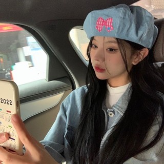 Mũ nồi nơ Denim Mũ nồi thời trang nữ phong cách Hàn Quốc