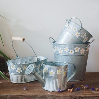 Guouqna Vintage Sắt Chậu Hoa Để Bàn Bình Hoa Vật Có Chậu Hoa Ban Công Cây Xô GUOUqna