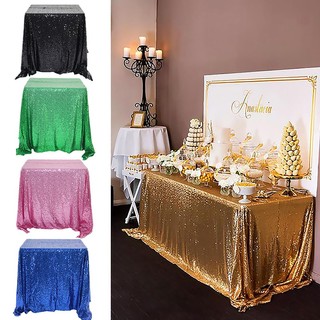 1 chiếc bàn vải lấp lánh sequin khăn trải bàn váy bàn tiệc cưới hình chữ nhật nhiều màu