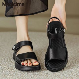 Magicime Giày Sandal Thể Thao  Flat Đen 35-40 Nữ 2024 Phong Cách Mới Mùa Hè