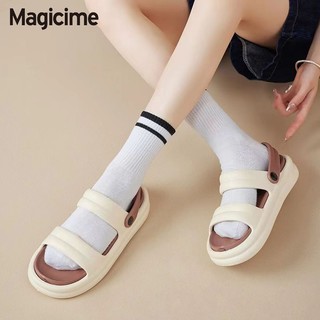 Magicime Giày Sandal Nhẹ Hai Cánh Nữ 2024 Phong Cách Mới Giày Đi Biển Mùa Hè Lười