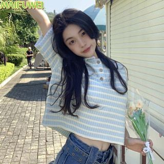 MAIFUWEI áo polo nữ áo có cổ thời trang Stylish Casual xu hướng A23K03S 14Z240403