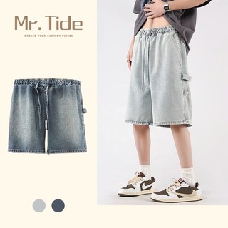 Quần Short Denim Nam Mùa Hè Mỏng Phong Cách Dạo Phố ins Rời Tất Cả Trận Đấu oversize High Street Năm Điểm