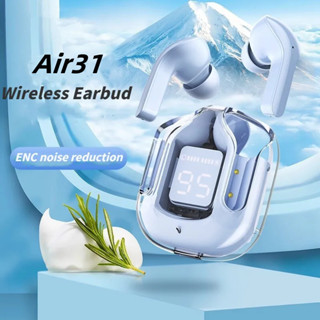 Tai nghe trong suốt không dây Air31, Bluetooth 5.3, tai nghe giảm tiếng ồn thể thao dành cho học sinh, có điều khiển cảm ứng và micrô