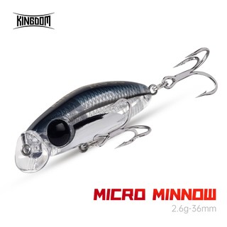 Kingdom micro minnow mồi câu cá 36mm 2.6g mồi cứng chìm mồi câu cá mồi wobblers