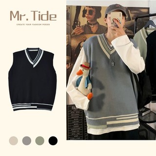 Áo sweater sát nách cổ v phong cách Anh quốc thời trang mùa thu trẻ trung cho nam