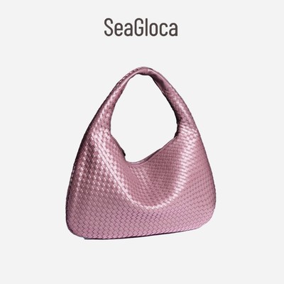 Seagloca Mới Lưỡi Liềm Túi Nữ Tay Dệt Bánh Bao Túi Đeo Vai Thời Trang Túi Nách