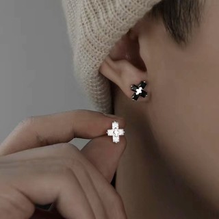 Bông tai đeo chéo thời trang Zircon phong cách Hip Hop Bông tai nam / nữ