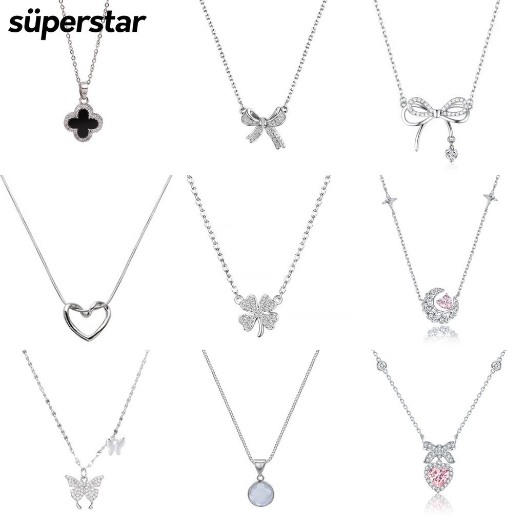 Mặt dây chuyền pha lê đa dạng Vòng cổ bạc dành cho nữ Phụ kiện dây chuyền ngọc trai Trang sức