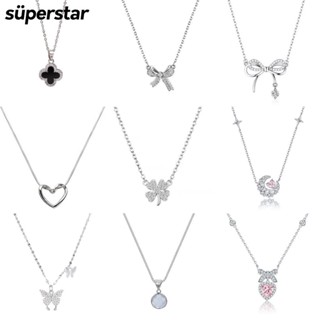 Mặt dây chuyền pha lê đa dạng Vòng cổ bạc dành cho nữ Phụ kiện dây chuyền ngọc trai Trang sức