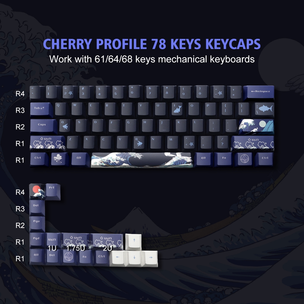 XVX Black Coral Reef Keycaps Cherry Profile 5-Side Dye-Sub Tương thích với tất cả các công tắc MX Màu đen sành điệu Chống dầu Bền bỉ cho văn phòng / Bộ quà tặng chơi game Keycap (78 / 132 Phím) | BigBuy360 - bigbuy360.vn