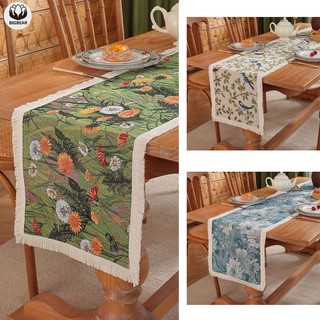 Retro Bàn Chạy Vải 4 6 8 10 Chỗ Cotton Vải Lanh Jacquard Khăn Trải Bàn Thảm Cho Bàn Ăn Tivi Tủ Trung Tâm Bàn Năm Mới Raya Deco