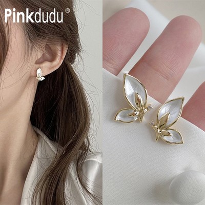 Pinkdu Phong Cách Hàn Quốc S925 Bướm Bông Tai Cá Tính Hợp Kim Thanh Lịch Bông Tai Trang Sức Quà Tặng Cho Nữ PD1850