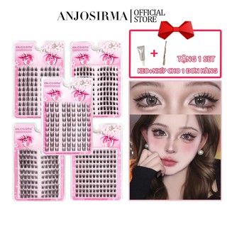  ANJOSIRMA Best Seller Easy DIY 10 hàng mi tái sử dụng riêng lẻ có keo - Chiều dài 10-13mm-Eyelashes-Extension-Set-2-In-1-Tweezer-And-Glue