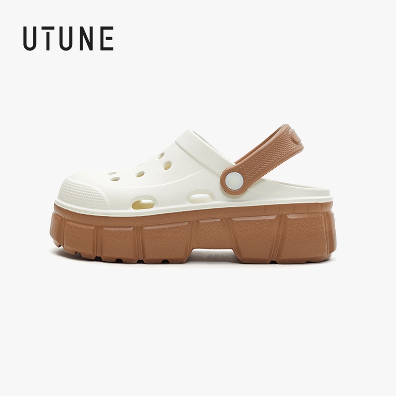 UTUNE Xăng đan Nữ Giày Tròn Mềm Chống Trơn Trượt Đế Dày Thoáng Khí Cho Ngoài Trời