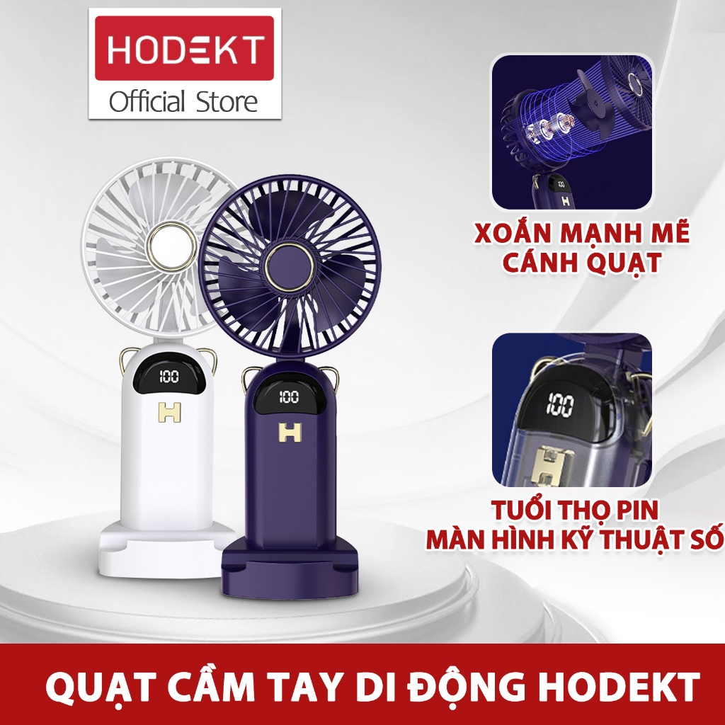 Quạt Cầm Tay di động HODEKT Quạt Mini có thể gập lại USB có thể sạc lại với 5 tốc độ gió linh hoạt