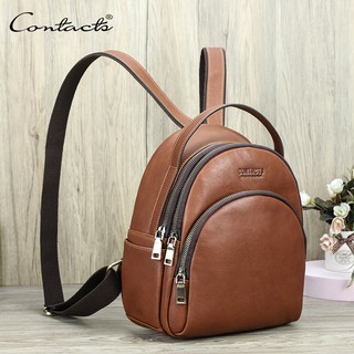 CONTACT'S Da Thật Chính Hãng Ba Lô Nữ Túi Đeo Vai Nữ Du Lịch Nhỏ Schoolbag Ba Lô Thiết Kế Túi Xách