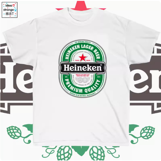 Áo thun bia Heineken Bia Heineken Tay Ngắn Unisex Nam Nữ Cotton Nguyên Chất Rời Nửa Tay In Hình Hơi Thở