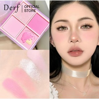 Bảng phấn má Derf 4 màu tự nhiên trang điểm làm sáng da 16g