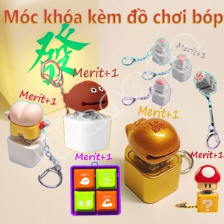 Móc khóa bàn phím Có Đồ Chơi Bóp Giảm Căng Thẳng Hình Nhân Vật Hoạt Hình Merit Tích lũy Nút Bàn Hiệu Ứng Âm Thanh