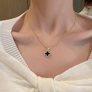 Vòng cổ RINHOO FRIENDSHIP kim cương cỏ ba lá dầu nhỏ giọt Phụ kiện cỏ ba lá may mắn mùa xuân