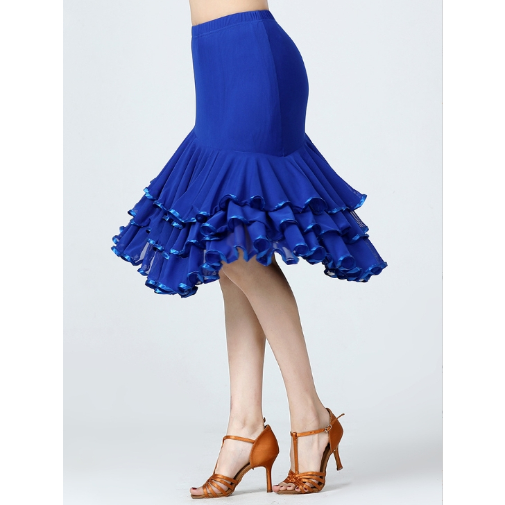 Váy lưới khiêu vũ Latin Váy không đều Váy khiêu vũ hiện đại Váy khiêu vũ xã hội