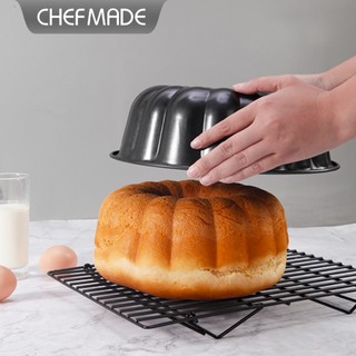 Chefmade Đen 10 "Bánh Sáo Chảo Rỗng Hình Hoa Chống Dính Khuôn Bánh Cột Lớn Bánh Lò Nướng Gia Đình Nướng Bánh Mài Mòn WK9976