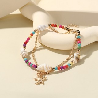 Mùa Hè 2024 Bãi Biển Mới Tự Nhiên Vỏ Sao Biển Cơm Hạt Vòng Tay Bohemian Màu Hạt Vòng Tay Nữ Và Nam Du Lịch Dự Tiệc Trang Sức