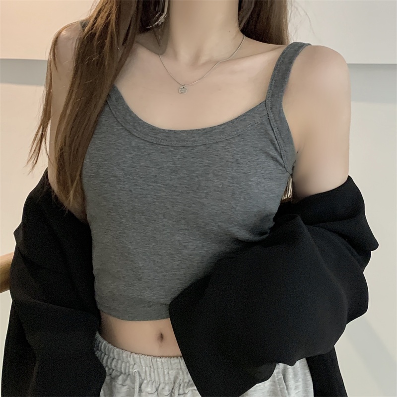 NUZIRO  Áo hai dây  dáng ôm màu trơn có đệm ngực thời trang dành cho nữ