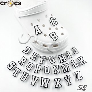 Cross Jibbicz Miếng Dán Quyến Rũ A-Z Chữ Và Số Dép Dán Phụ Kiện Giày Đen Trắng Chữ Miếng Dán Cross 26 Chữ Cái PVC Nút Trang Trí Dép