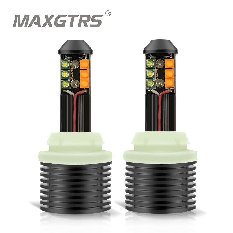 Maxgtrs 2x 1156 BA15S S25 7440 3156 3157 P21W w21w PY21W BAU15S P27W P27 / 7W Chip LED 12SMD Màu kép Bóng đèn LED ô tô Đèn báo rẽ phía trước DRL Lỗi Canbus miễn phí