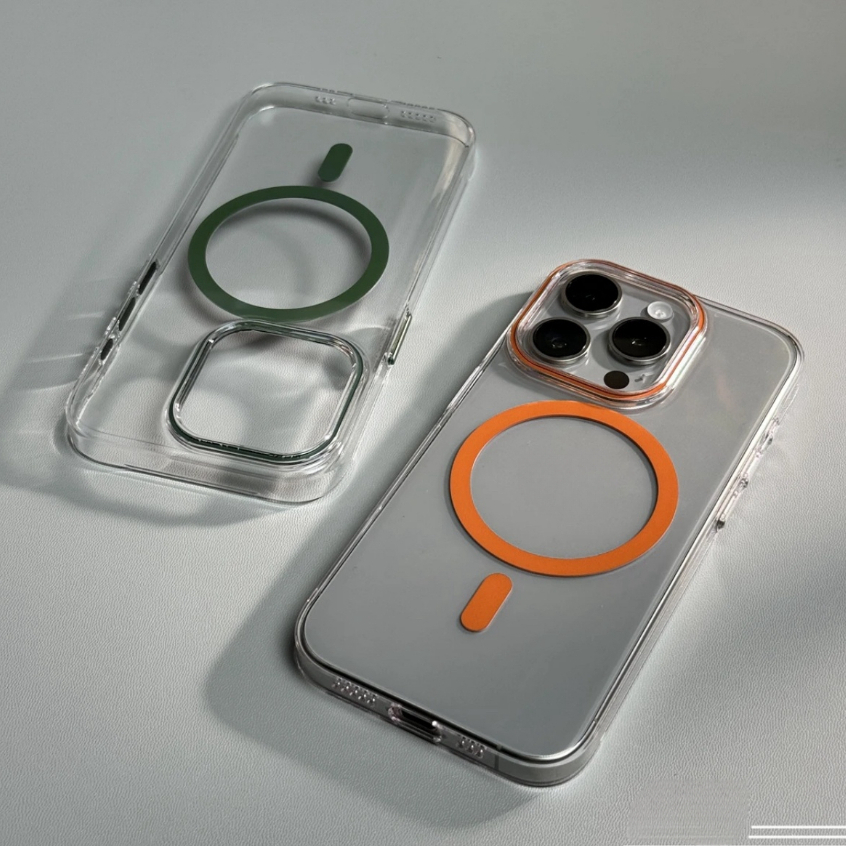 【Transparent Pc hard case/Ultra-thin/Orange】Ốp lưng compatible for iPhone 12 13 14 15 pro max case